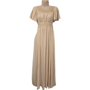 VINTAGE 70s Act 1 NY Dress Ivory Crochet Romantic Prairie Cottage Wedding NO SZ
